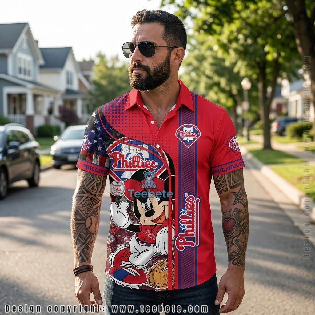 Mickey Baseball Philadelphia Phillies Hawaiian Shirt