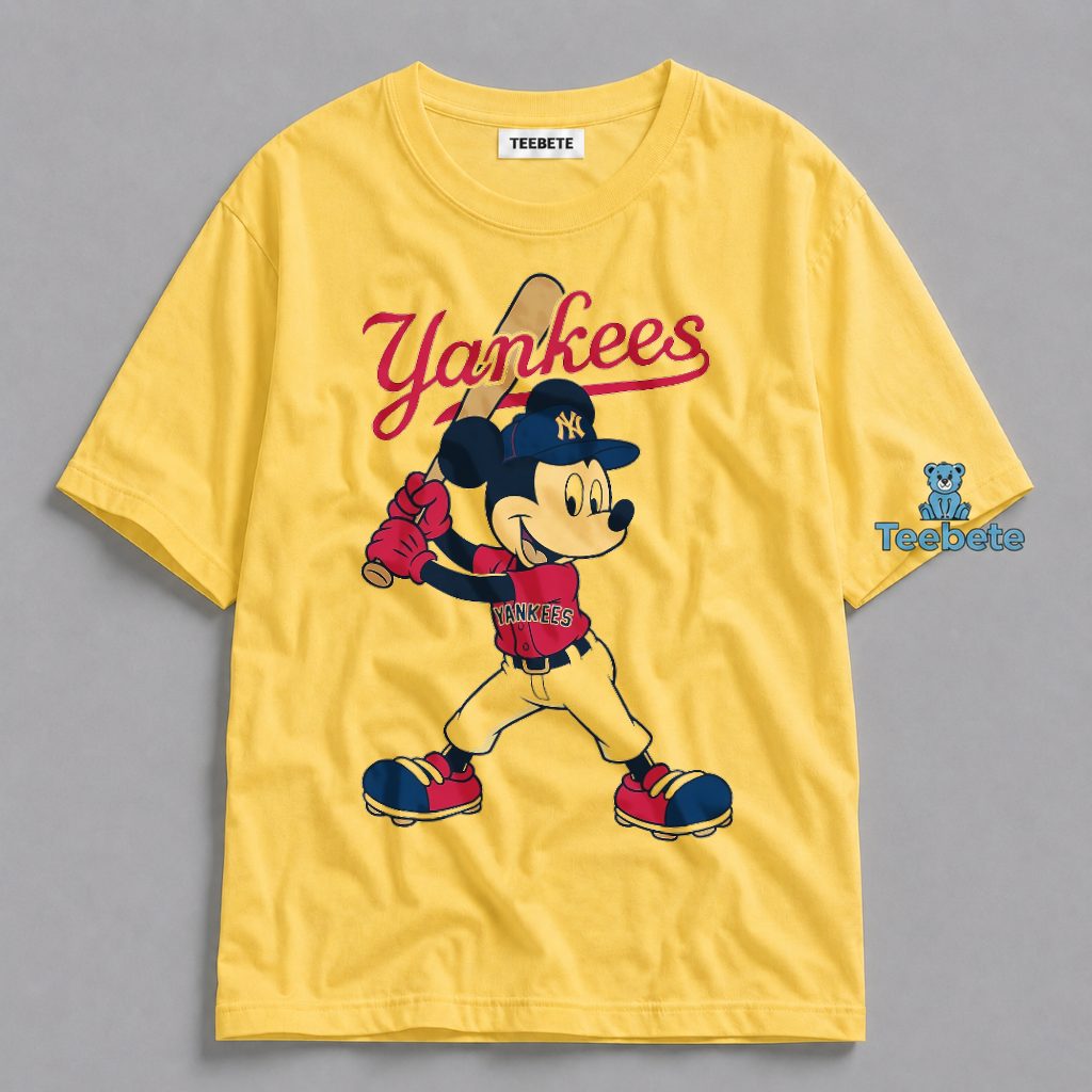 Mickey Mouse Yankees Baseball Batter Cute Fan Shirt