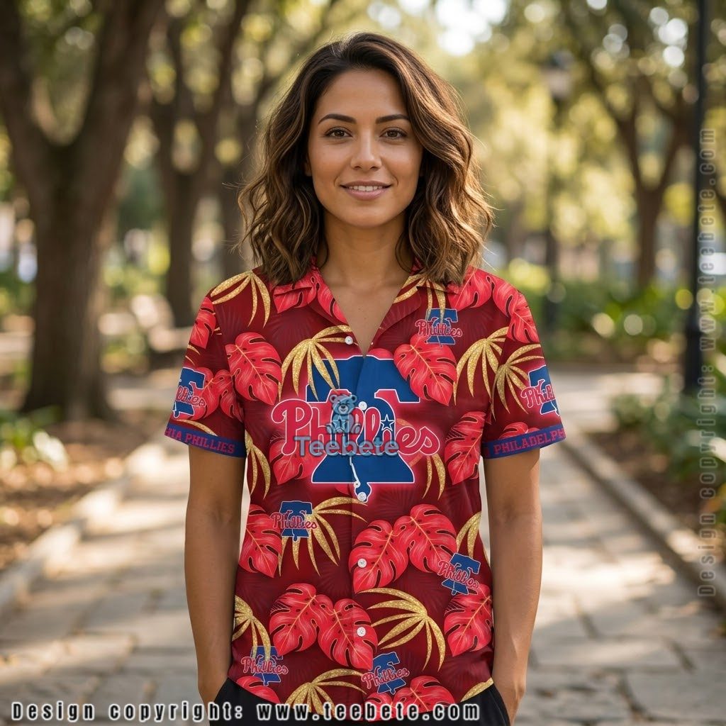 Monstera Gold Philadelphia Phillies Aloha Shirt