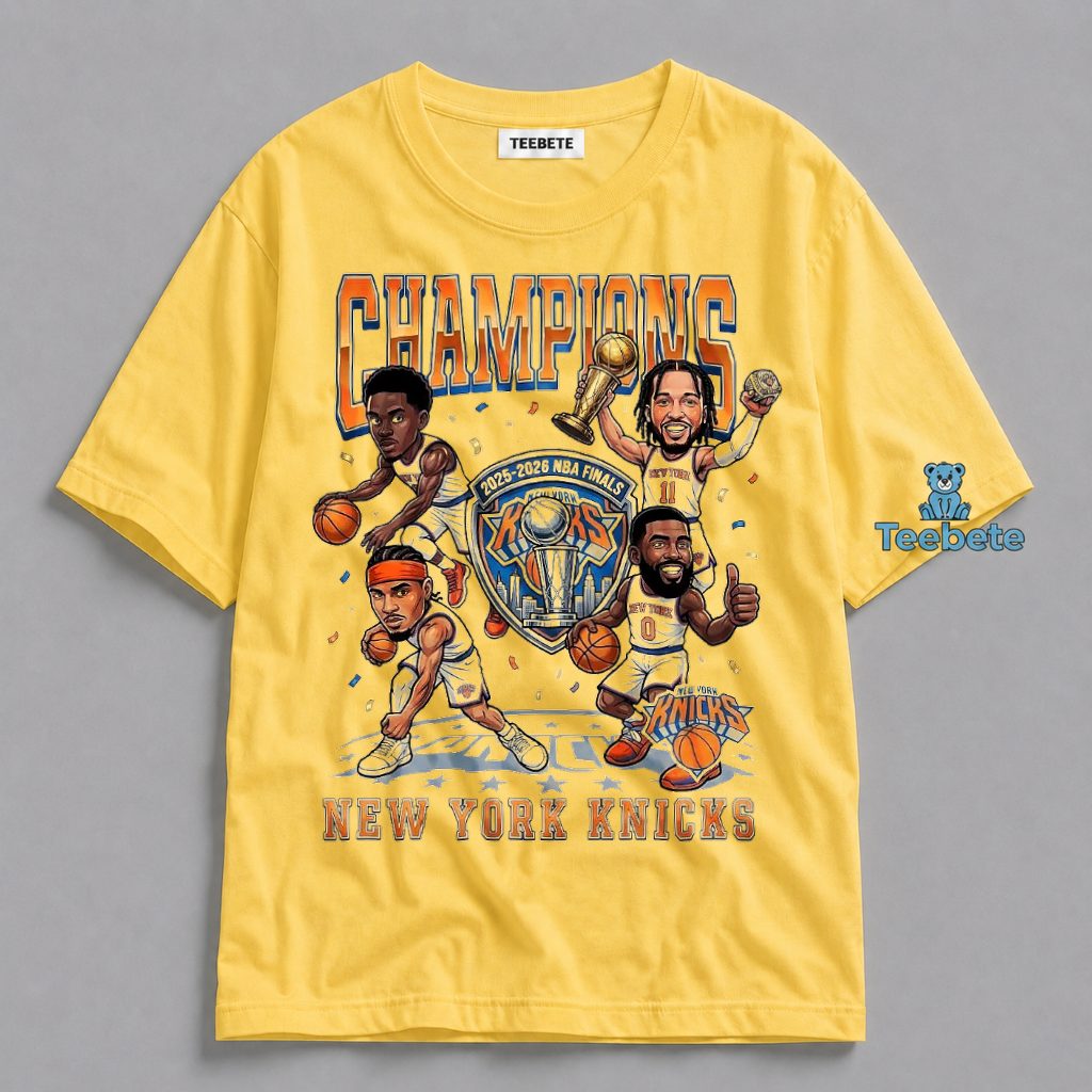New York Knicks 2025 2026 Finals Champions Trophy Caricature Shirt