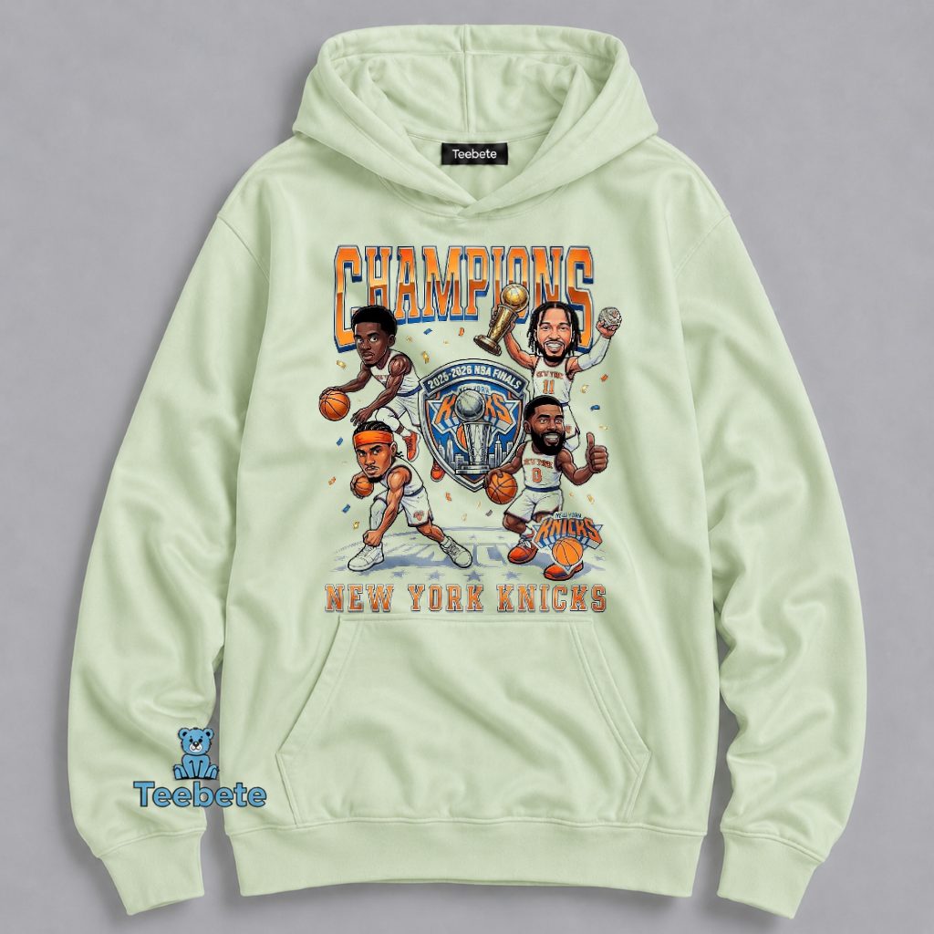 New York Knicks 2025 2026 Finals Champions Trophy Caricature Hoodie New York Knicks 2025 2026 Finals Champions Trophy Caricature Hoodie