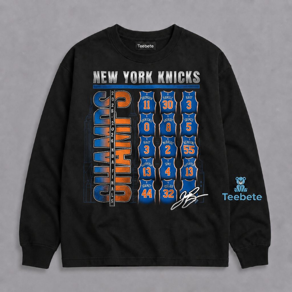 New York Knicks 2025 2026 NBA Finals Champs Roster Jersey Long Sleeve New York Knicks 2025 2026 NBA Finals Champs Roster Jersey Long Sleeve