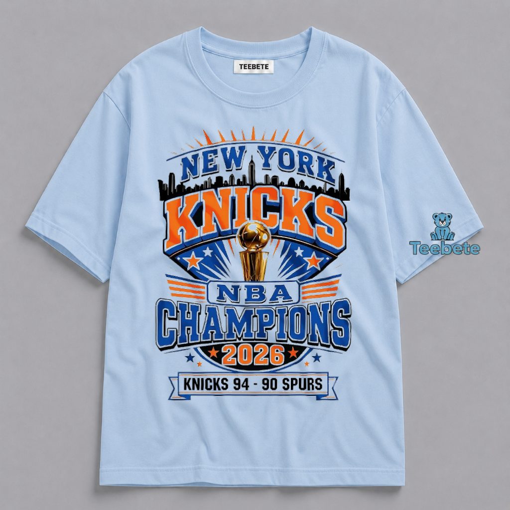 New York Knicks 2026 NBA Champions Beat Spurs 94 90 Trophy Shirt