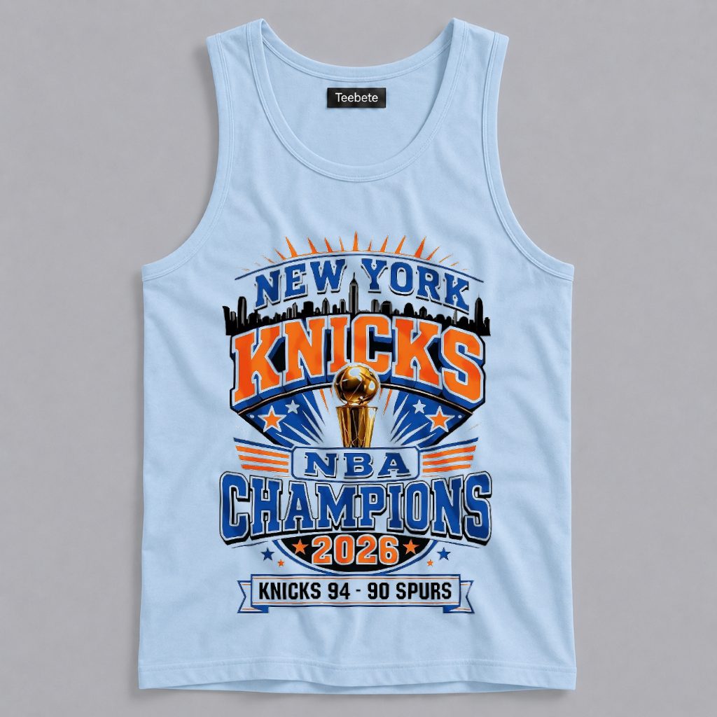 New York Knicks 2026 NBA Champions Beat Spurs 94 90 Trophy Tanktop New York Knicks 2026 NBA Champions Beat Spurs 94 90 Trophy Tanktop