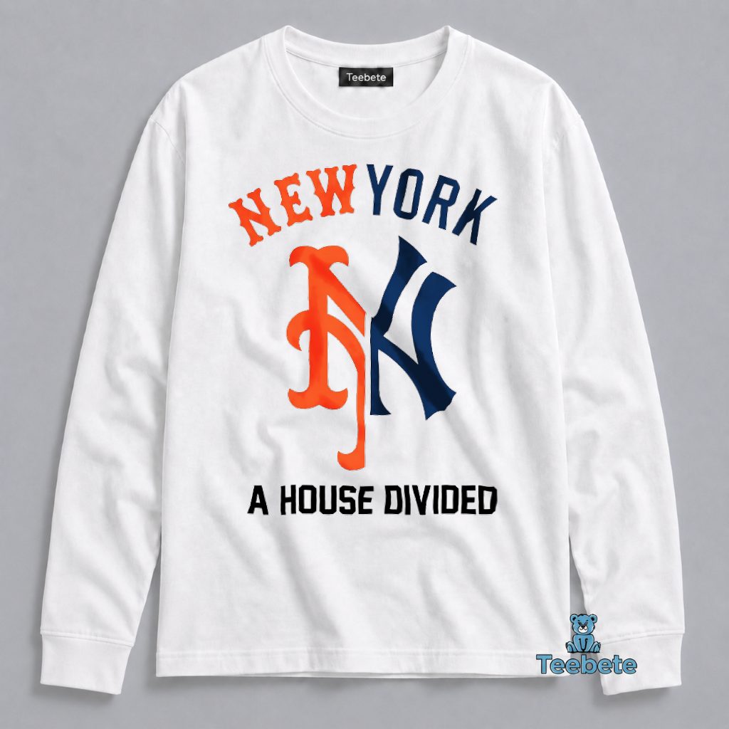 New York Mets Yankees House Divided Rivalry Long Sleeve New York Mets Yankees House Divided Rivalry Long Sleeve