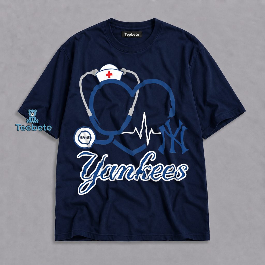 Nurse Yankees Heartbeat Stethoscope Love Fan Shirt