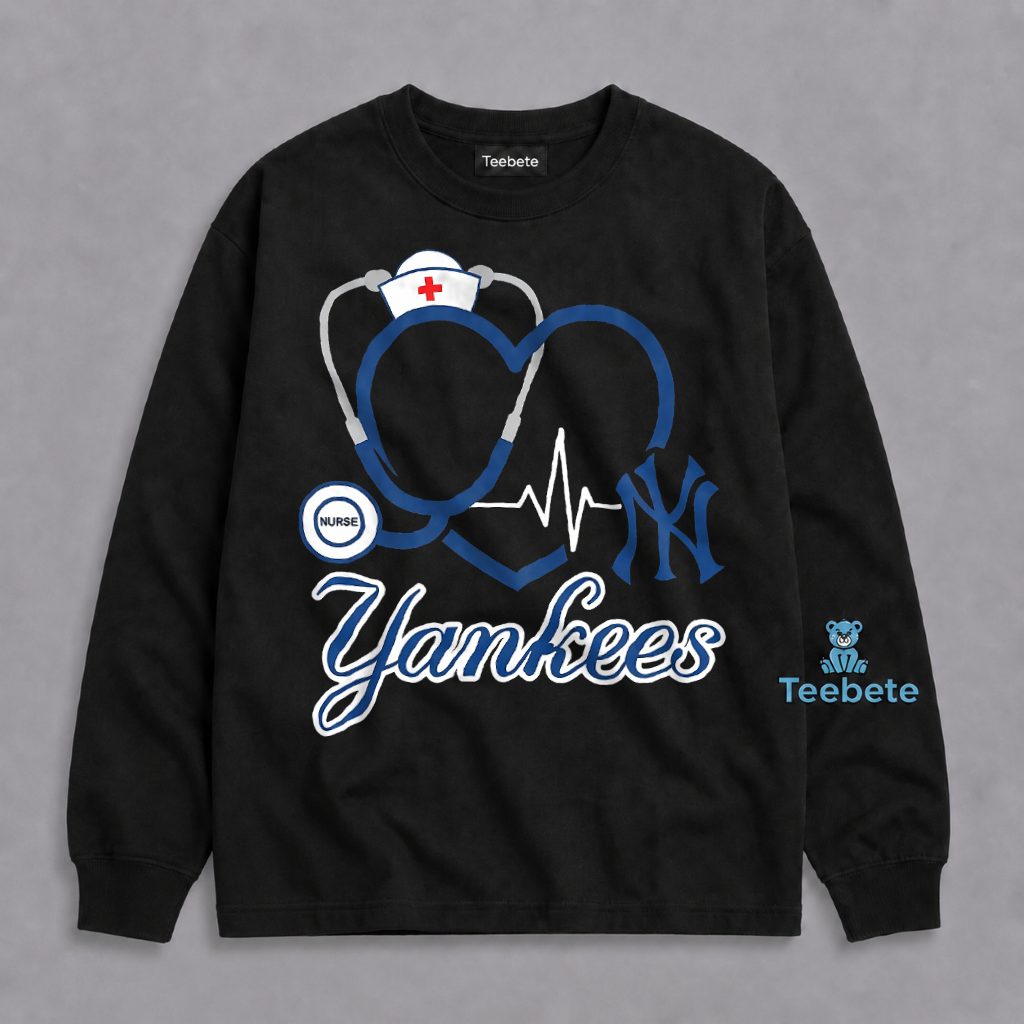 Nurse Yankees Heartbeat Stethoscope Love Fan Long Sleeve Nurse Yankees Heartbeat Stethoscope Love Fan Long Sleeve