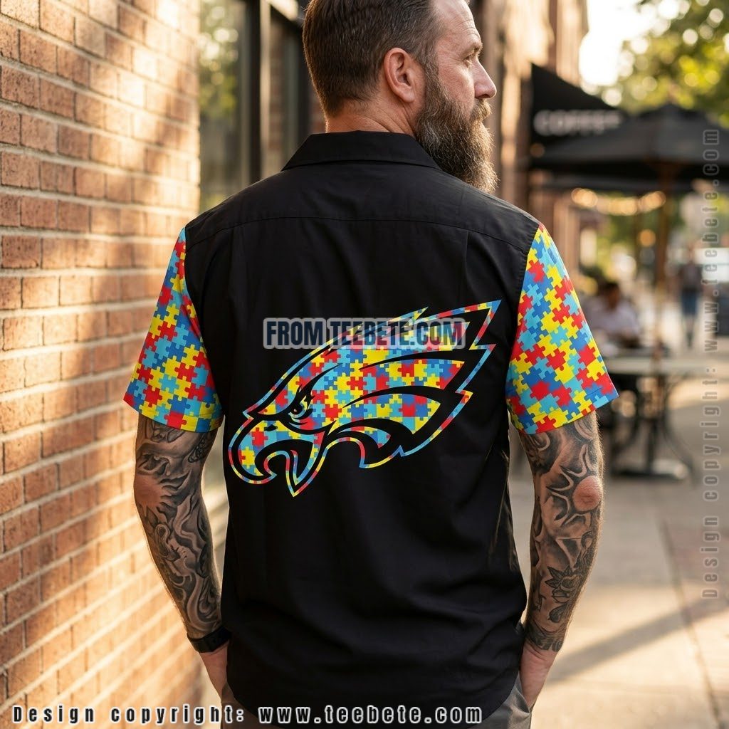Philadelphia Eagles Autism Awareness Hawaiian Shirt Version 2 Philadelphia Eagles Autism Awareness Hawaiian Shirt Version 2