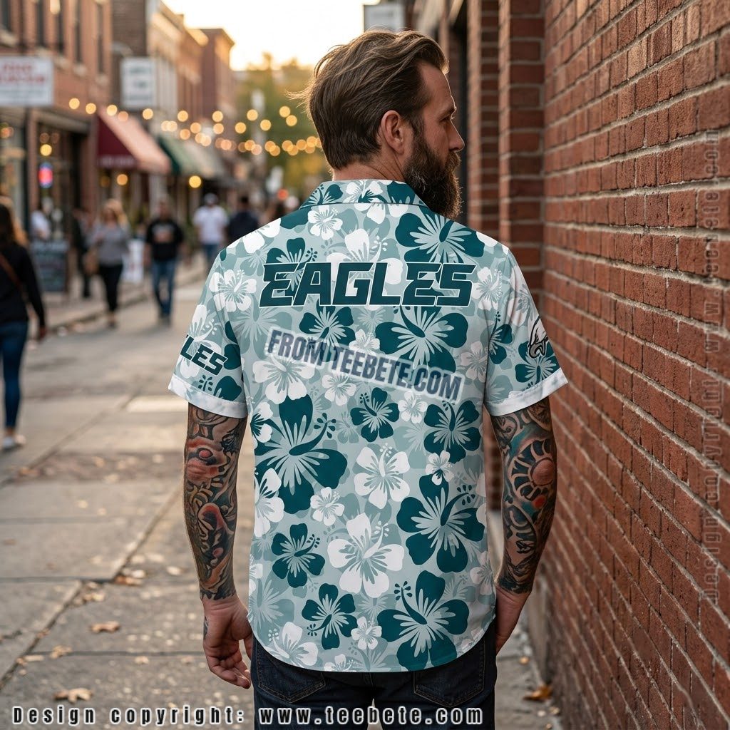 Philadelphia Eagles Custom Name Hibiscus Hawaiian Shirt Version 2 Philadelphia Eagles Custom Name Hibiscus Hawaiian Shirt Version 2