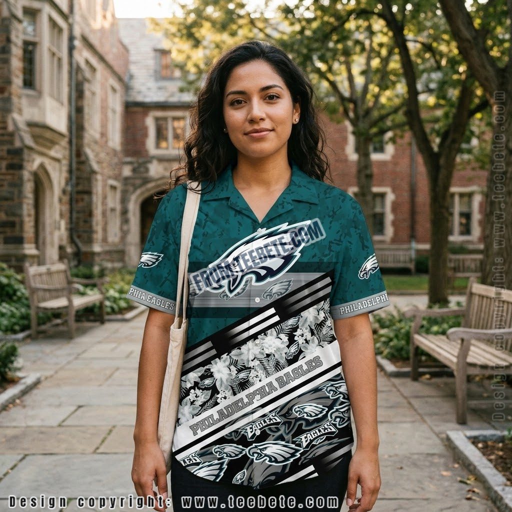 Philadelphia Eagles Diagonal Stripe Hawaiian Shirt