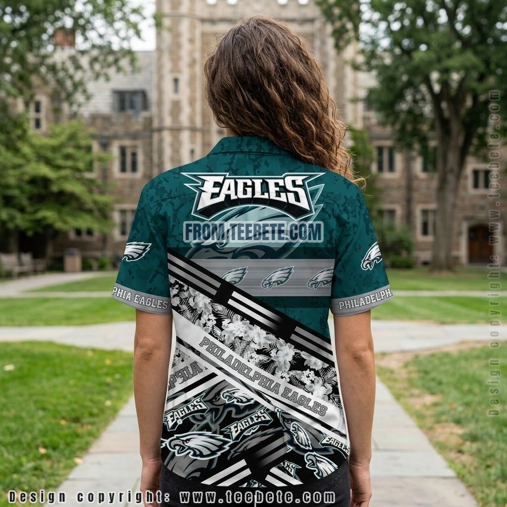 Philadelphia Eagles Diagonal Stripe Hawaiian Shirt Version 2 Philadelphia Eagles Diagonal Stripe Hawaiian Shirt Version 2
