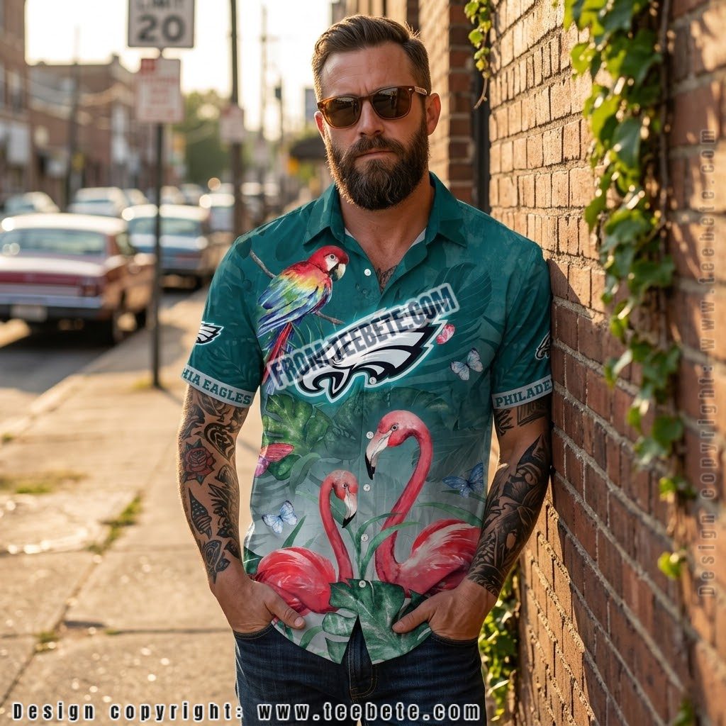 Philadelphia Eagles Flamingo Parrot Hawaiian Shirt