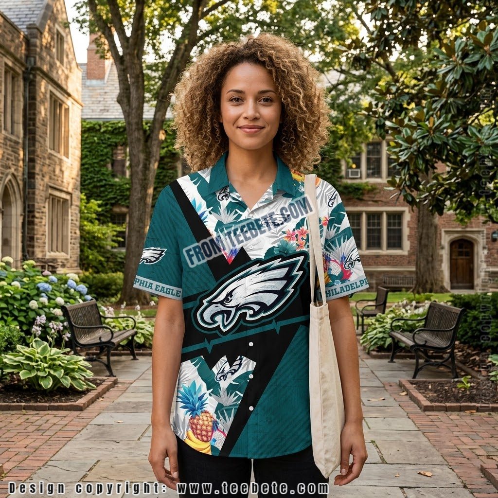 Philadelphia Eagles Pineapple Colorblock Hawaiian Shirt