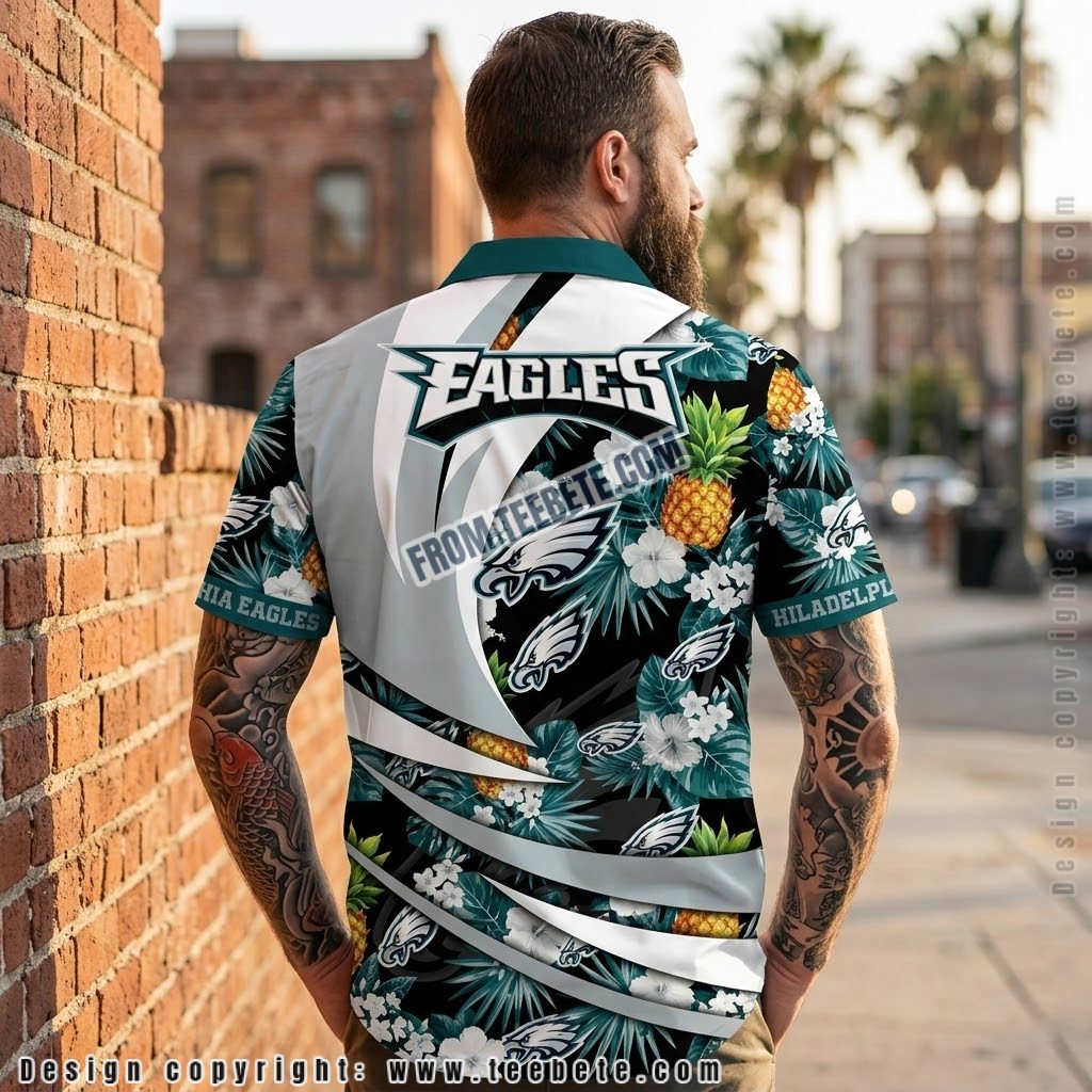 Philadelphia Eagles Pineapple Swirl Hawaiian Shirt Version 2 Philadelphia Eagles Pineapple Swirl Hawaiian Shirt Version 2