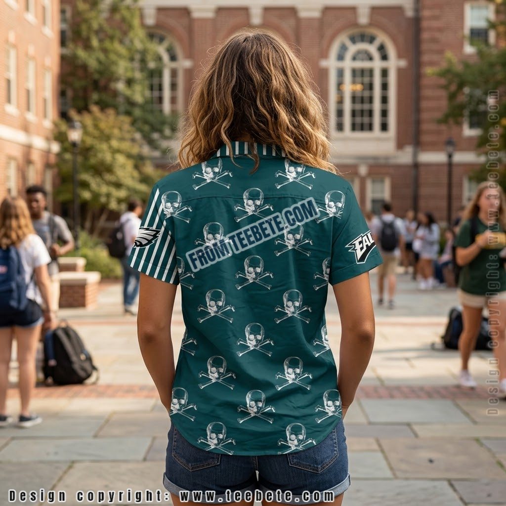 Philadelphia Eagles Skull Crossbones Hawaiian Shirt Version 2 Philadelphia Eagles Skull Crossbones Hawaiian Shirt Version 2