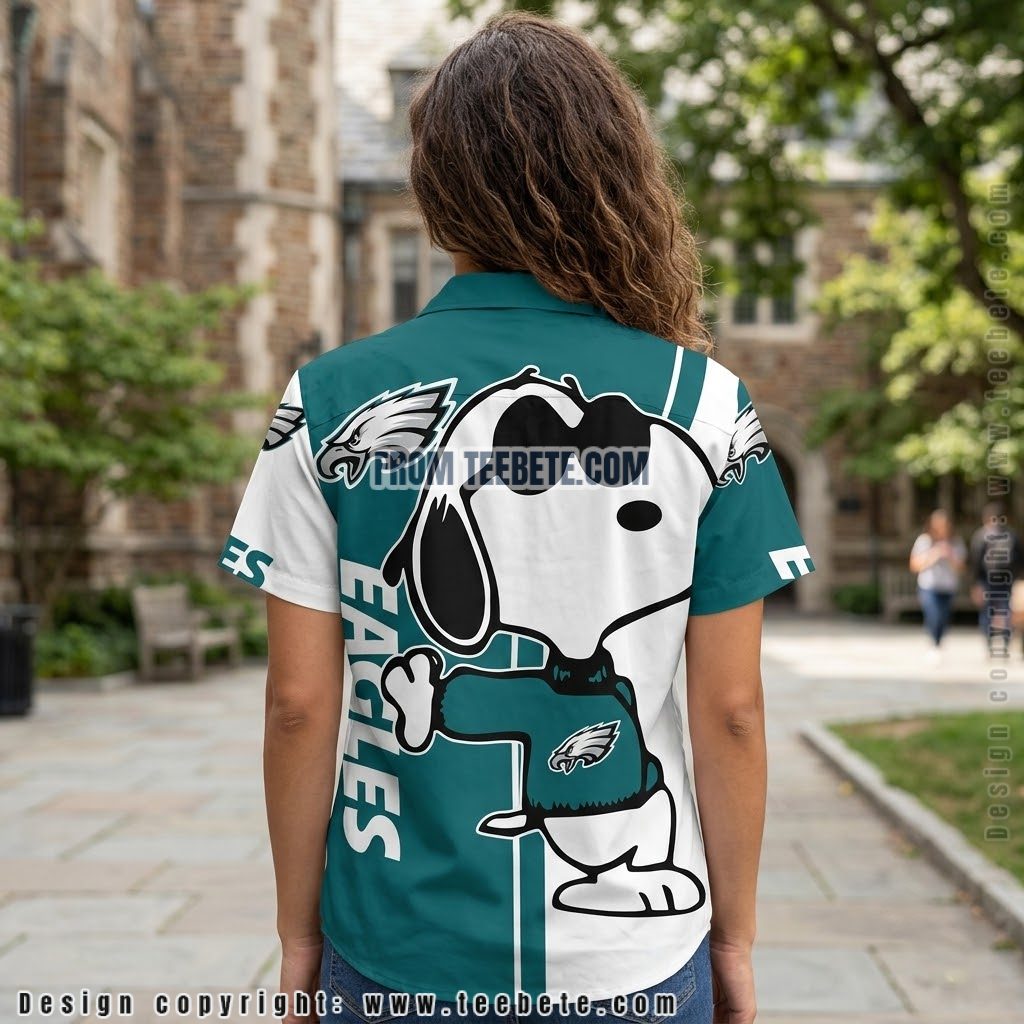 Philadelphia Eagles Snoopy Button Up Hawaiian Shirt Version 2 Philadelphia Eagles Snoopy Button Up Hawaiian Shirt Version 2