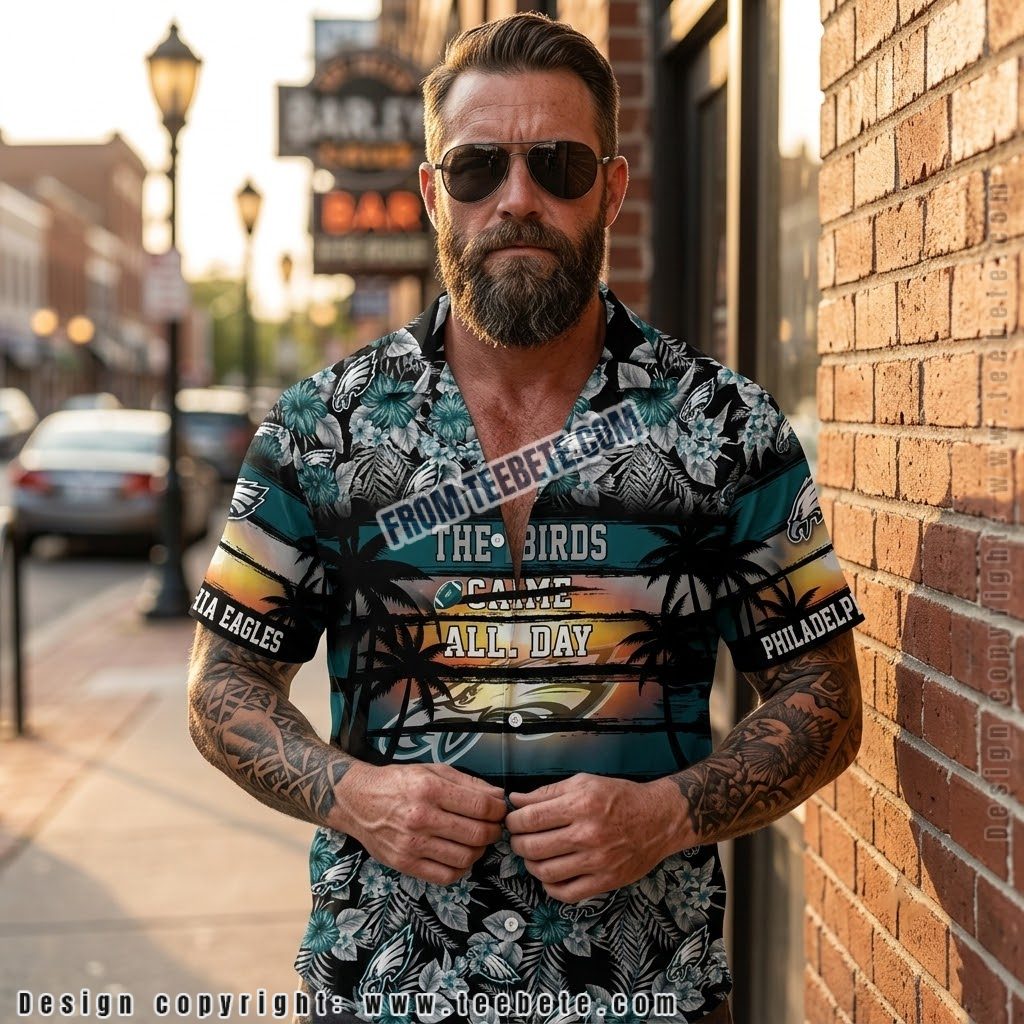 Philadelphia Eagles Sunset Slogan Hawaiian Shirt