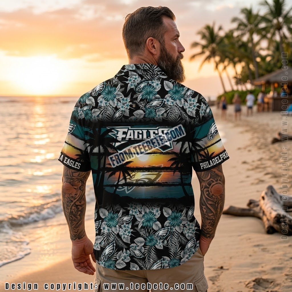 Philadelphia Eagles Sunset Slogan Hawaiian Shirt Version 2 Philadelphia Eagles Sunset Slogan Hawaiian Shirt Version 2