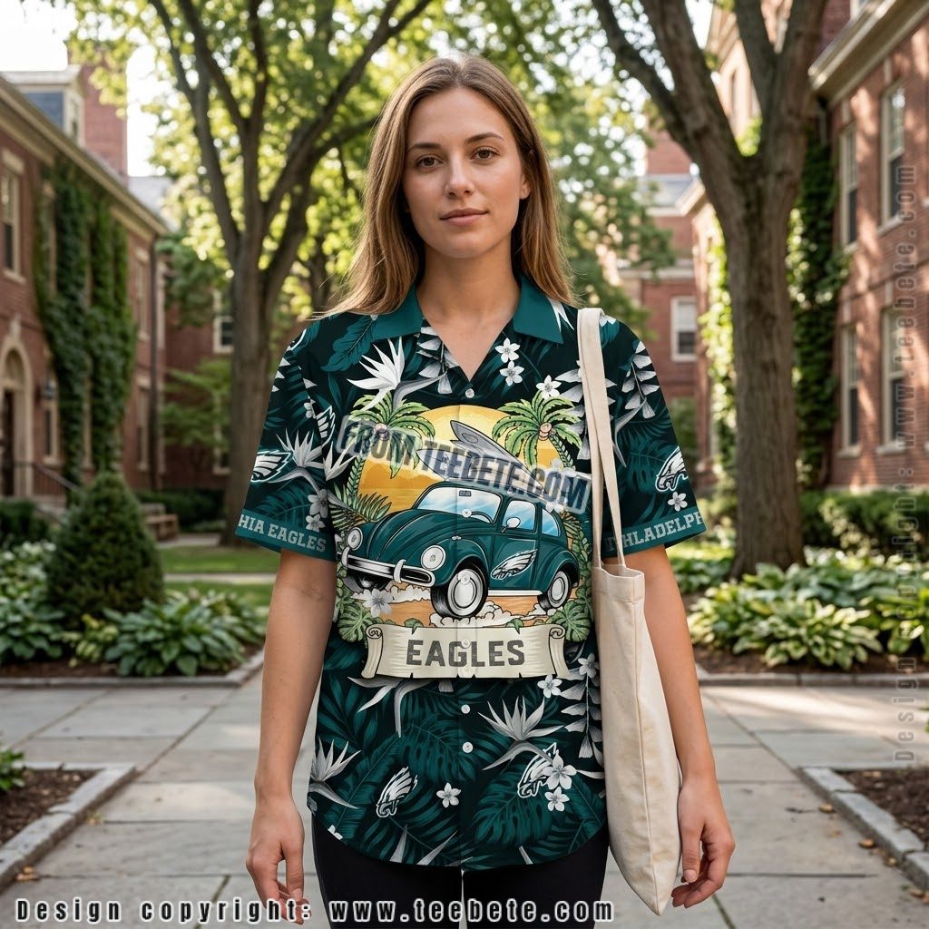 Philadelphia Eagles Surf Car Hawaiian Shirt