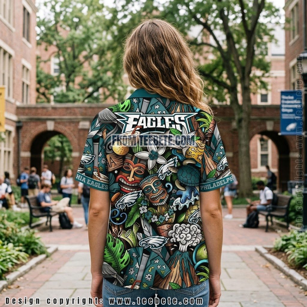 Philadelphia Eagles Tiki Turtle Hawaiian Shirt Version 2 Philadelphia Eagles Tiki Turtle Hawaiian Shirt Version 2