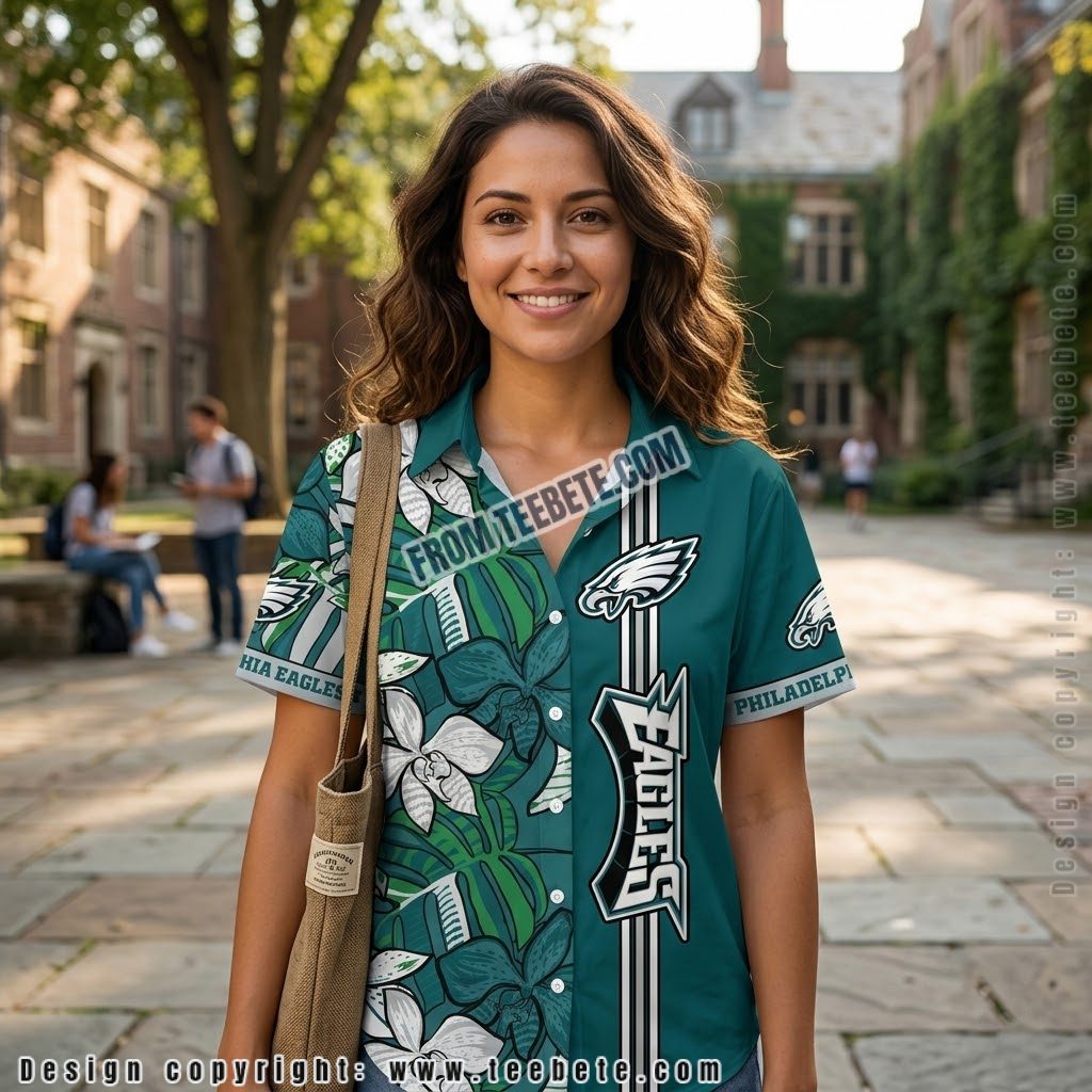 Philadelphia Eagles White Orchid Hawaiian Shirt