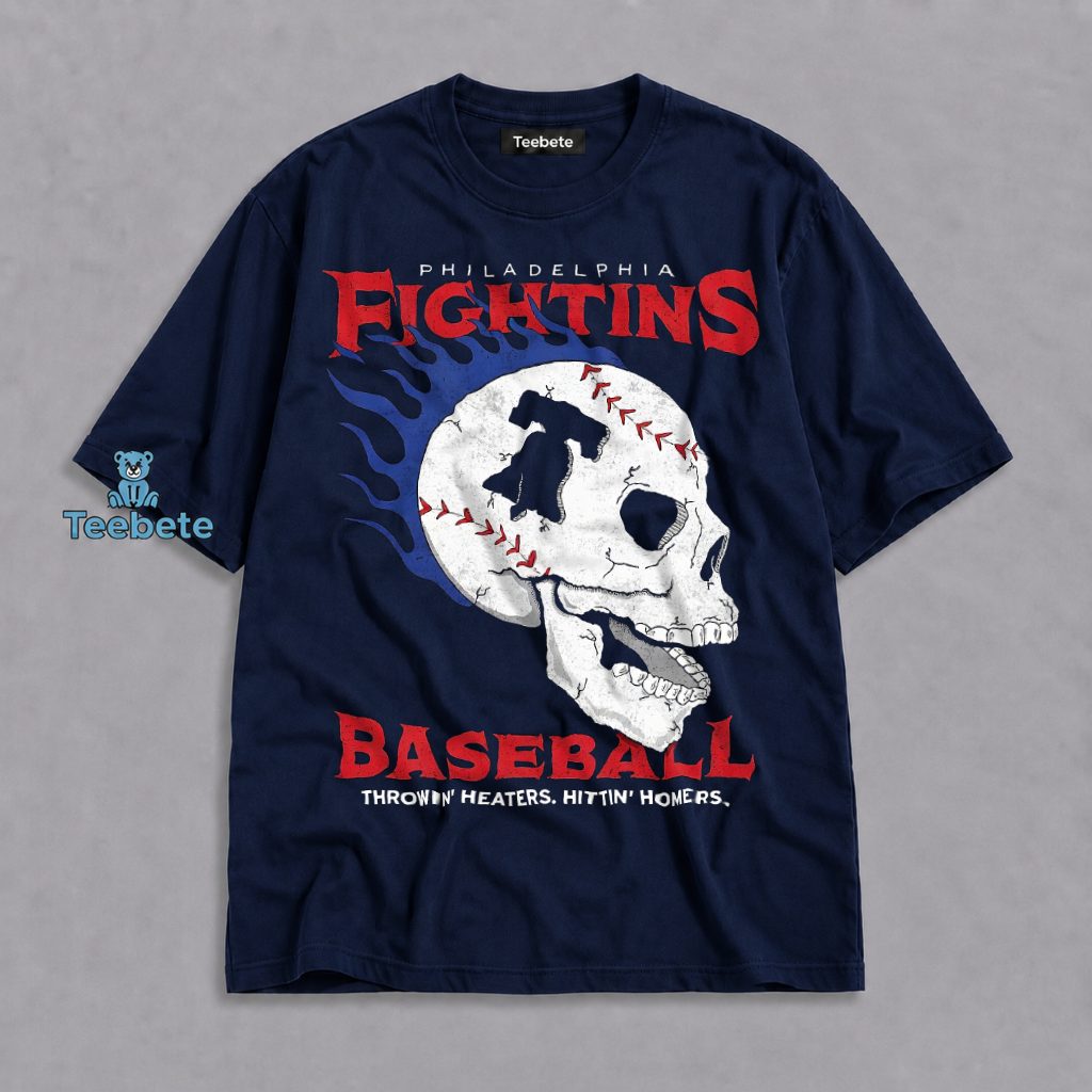 Phillies Fightins Skull Baseball Edgy Fan Shirt