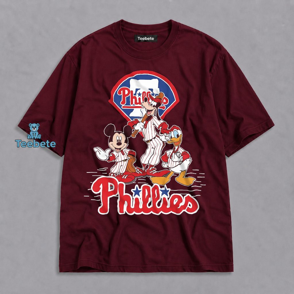 Phillies Mickey Goofy Donald Duck Baseball Squad Shirt