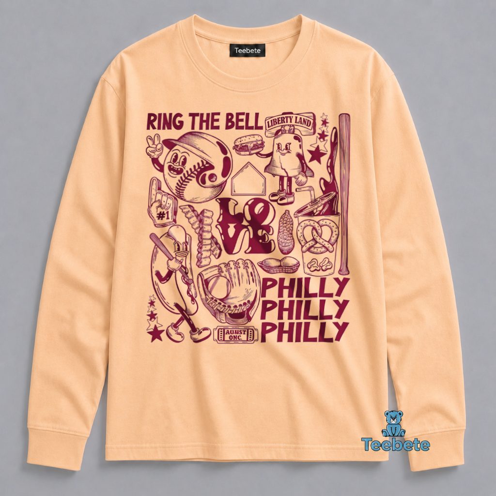 Phillies Philly Doodle Collage Baseball Icons Long Sleeve Phillies Philly Doodle Collage Baseball Icons Long Sleeve