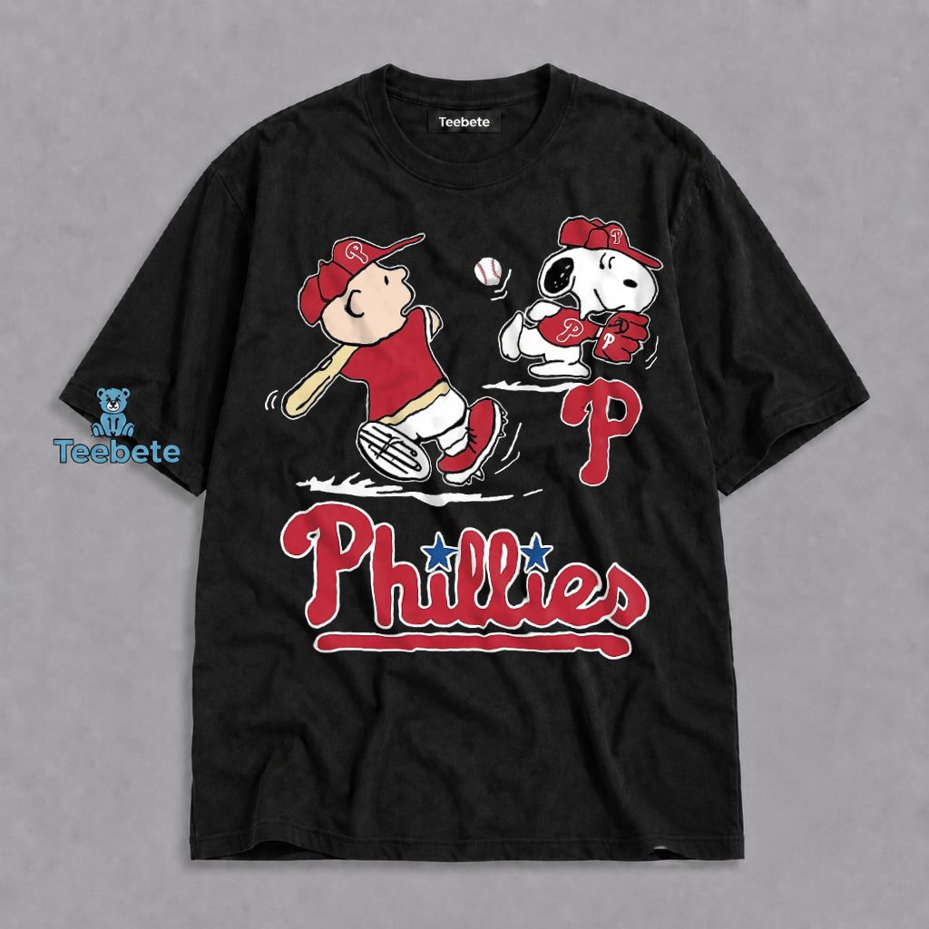 Phillies Snoopy Charlie Brown Playing Baseball Shirt