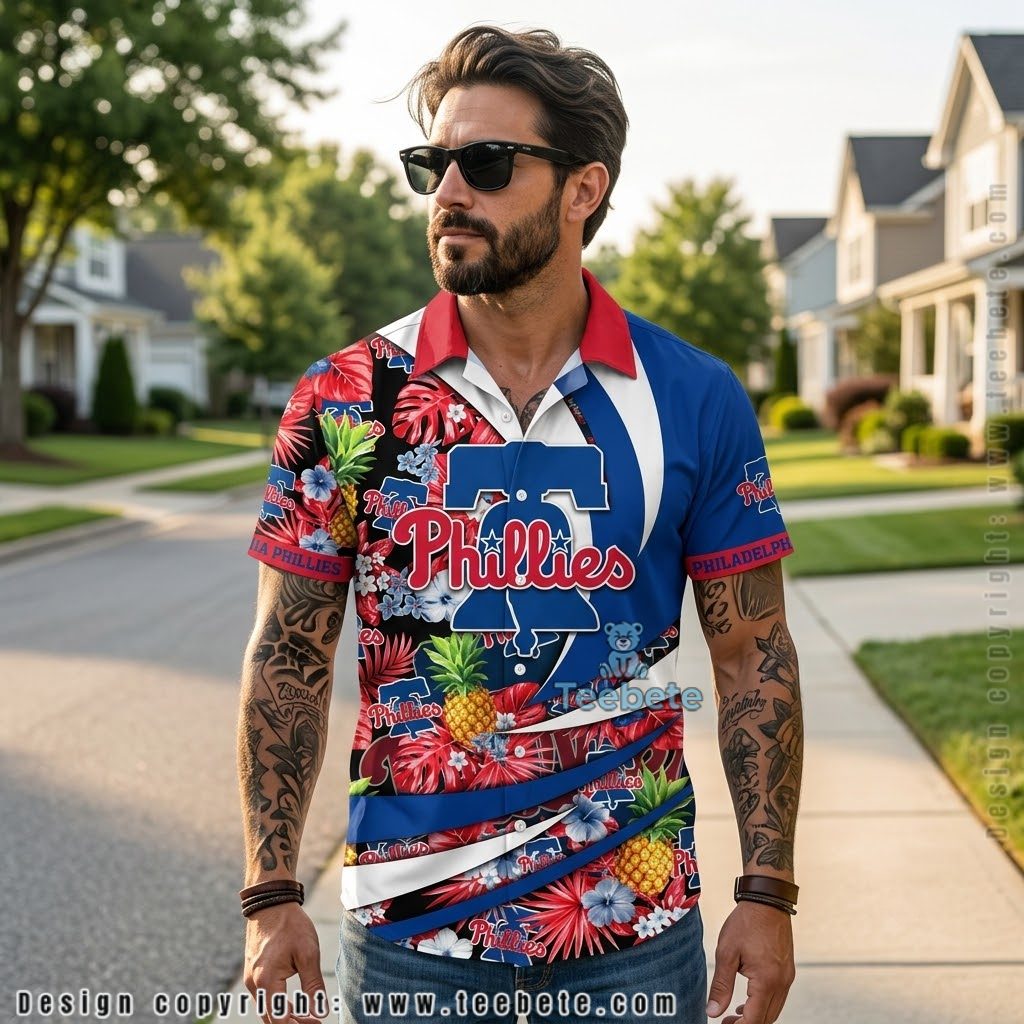 Pineapple Floral Philadelphia Phillies Aloha Shirt