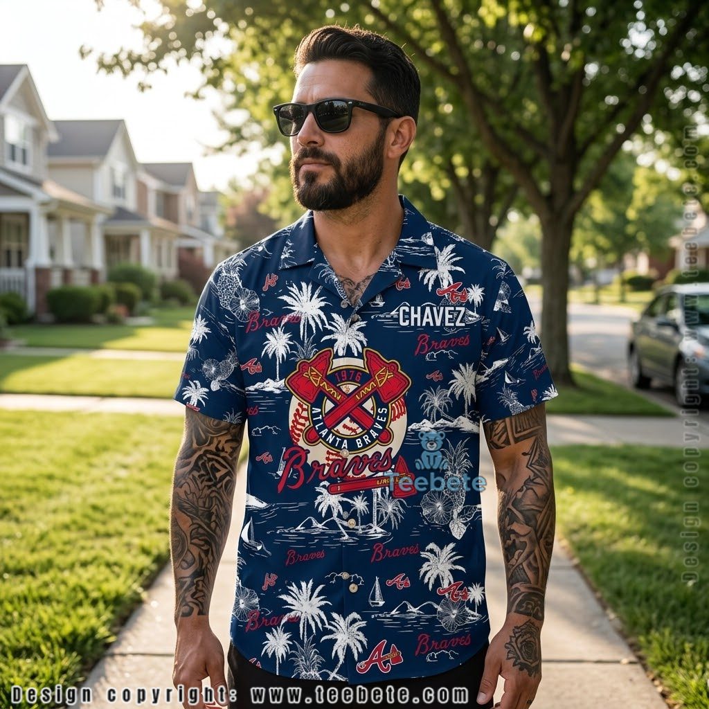 Pineapple Island Atlanta Braves Custom Name Hawaiian Shirt