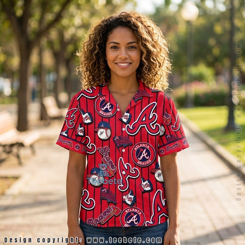 Pinstripe Badge Atlanta Braves Hawaiian Shirt