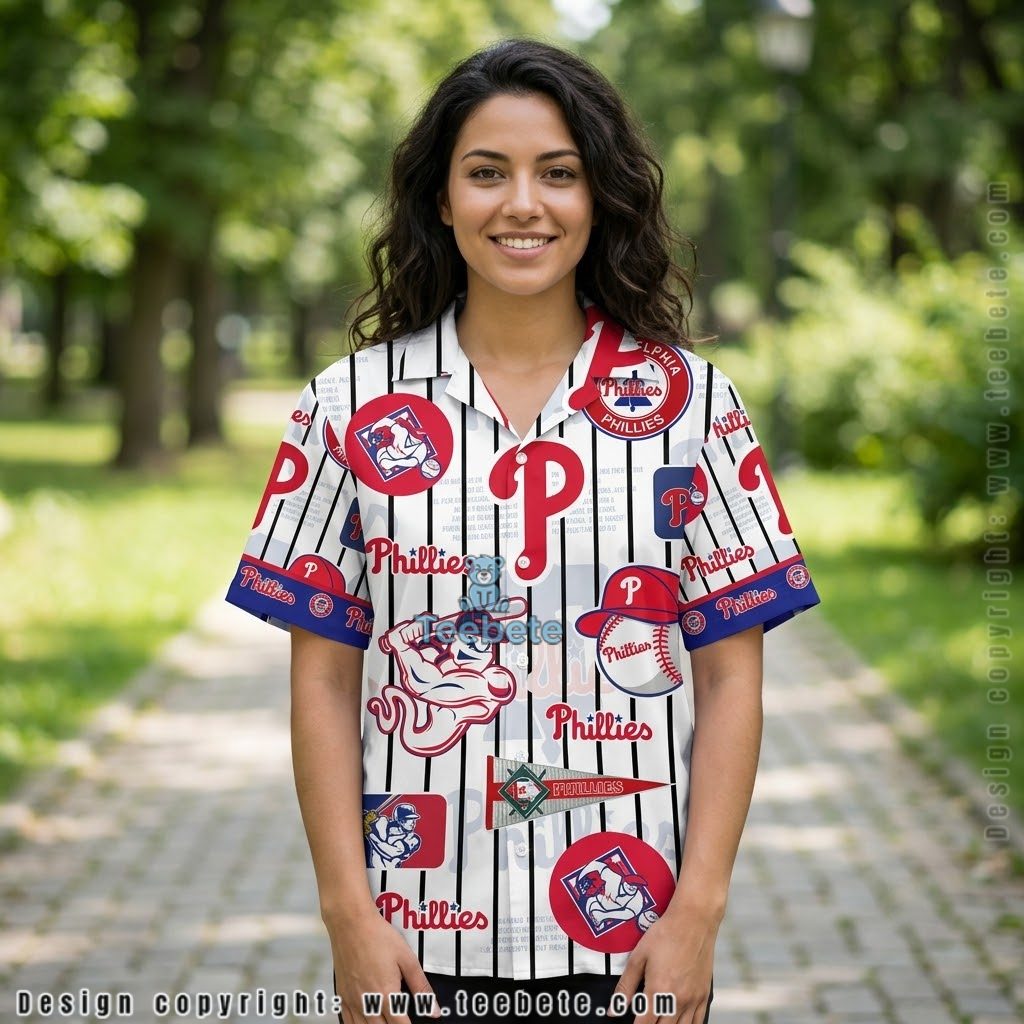 Pinstripe Logo Philadelphia Phillies Hawaiian Shirt