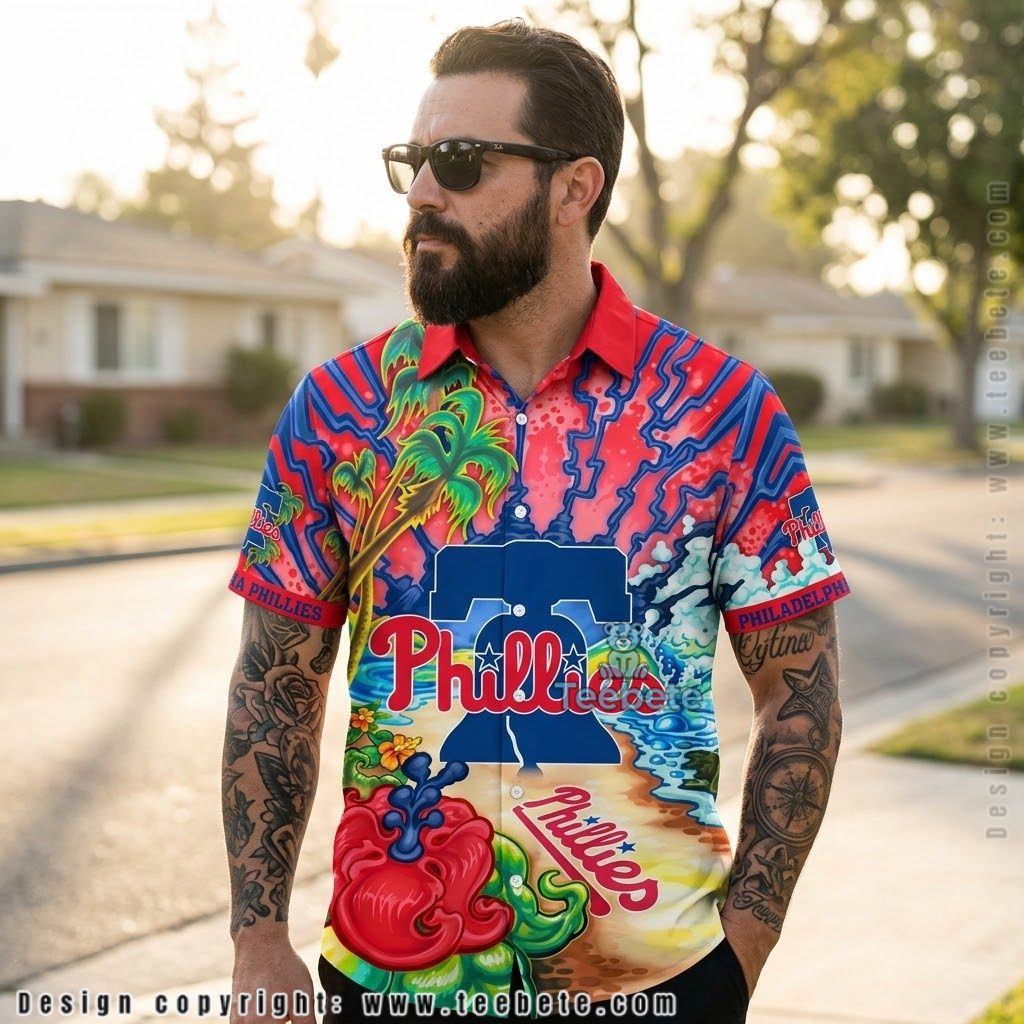 Psychedelic Wave Philadelphia Phillies Hawaiian Shirt