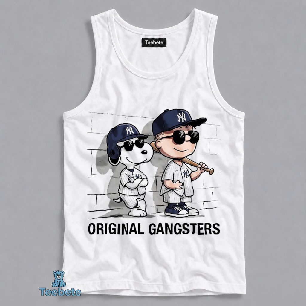 Snoopy Charlie Brown Yankees Cool Baseball Fan Tanktop Snoopy Charlie Brown Yankees Cool Baseball Fan Tanktop