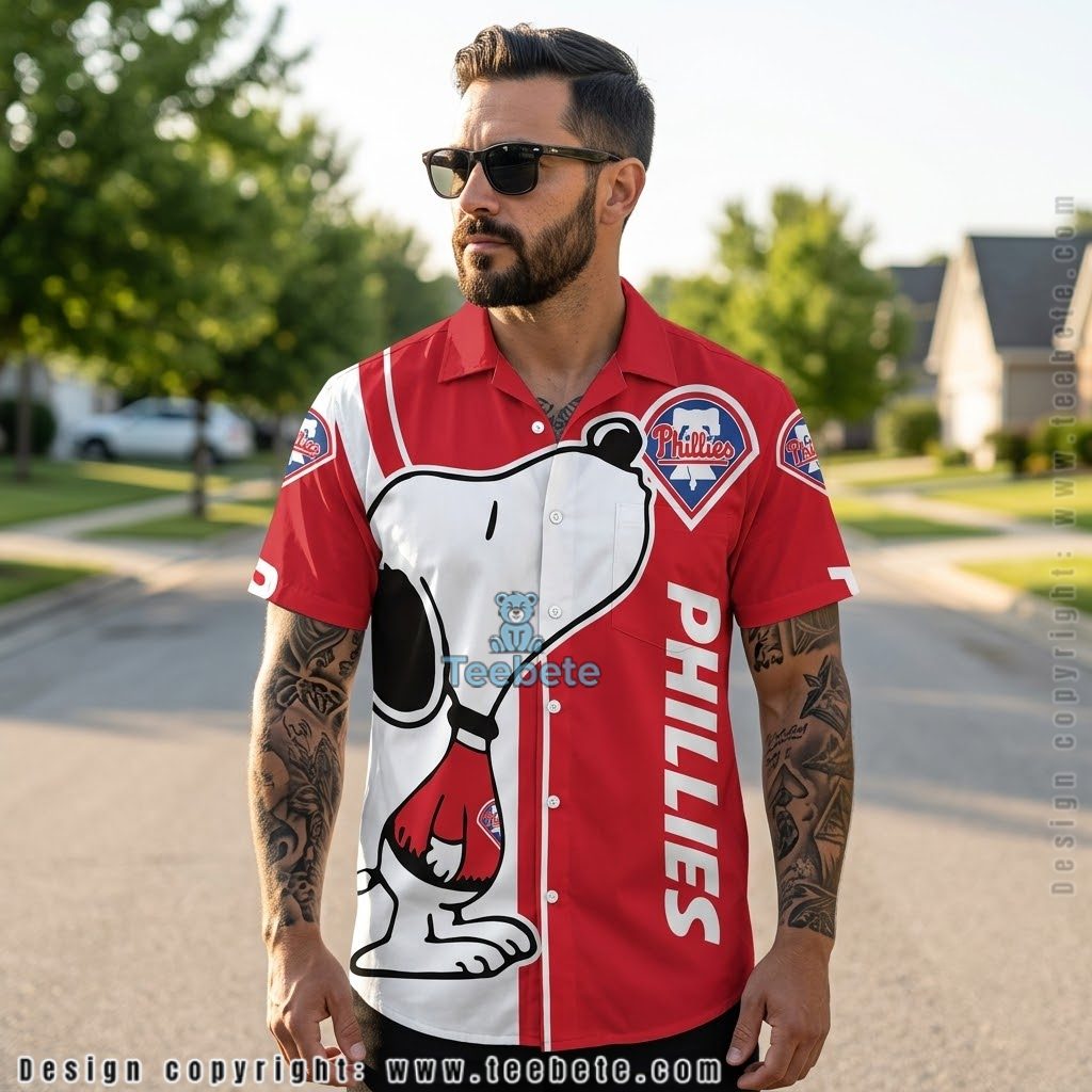 Snoopy Cool Philadelphia Phillies Button Down Shirt