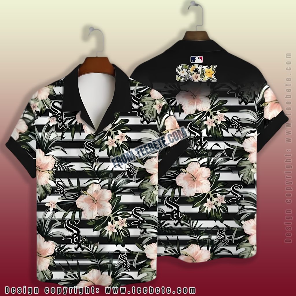Striped Pink Hibiscus Chicago White Sox Hawaiian Shirt