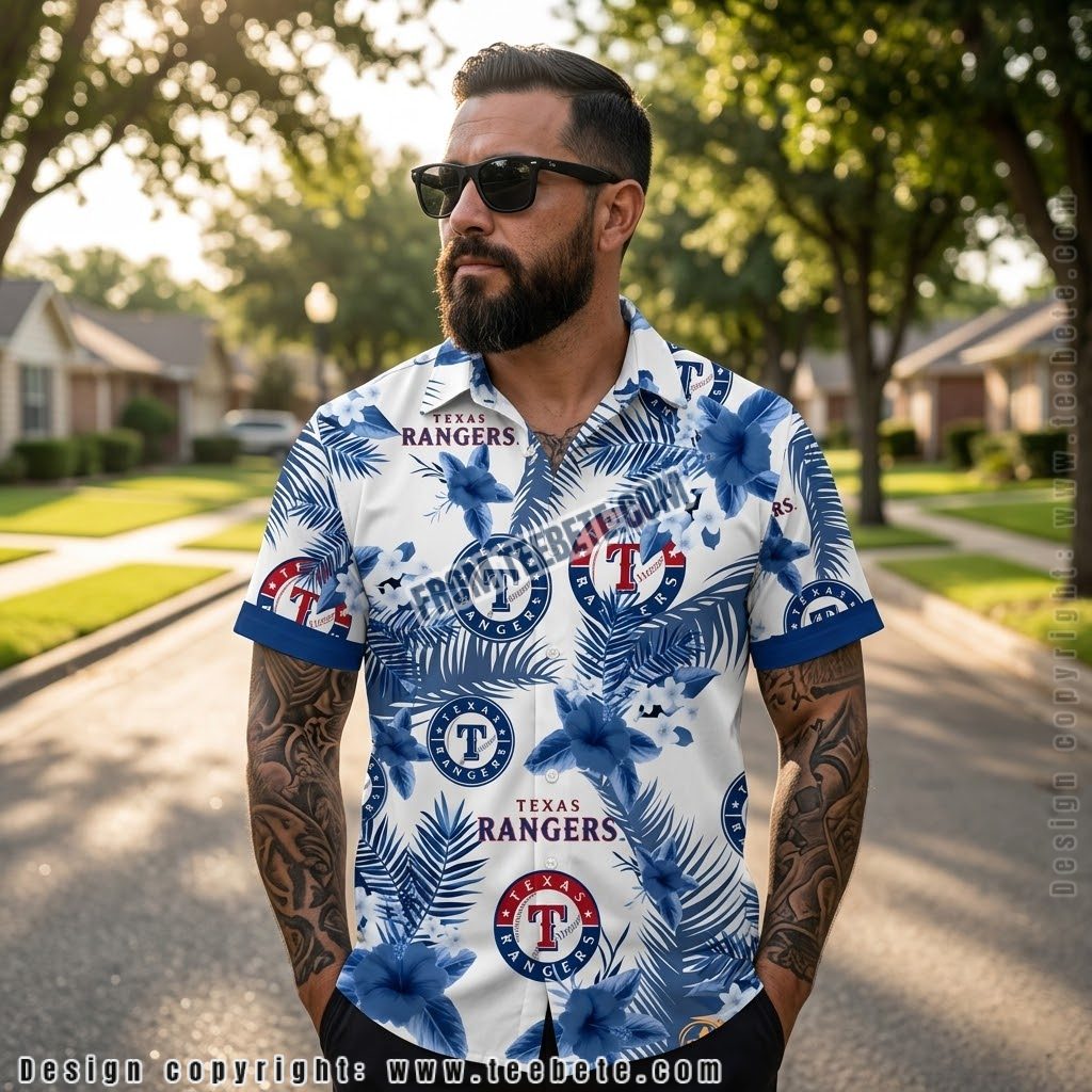 Texas Rangers Blue Lily White Tropical Shirt