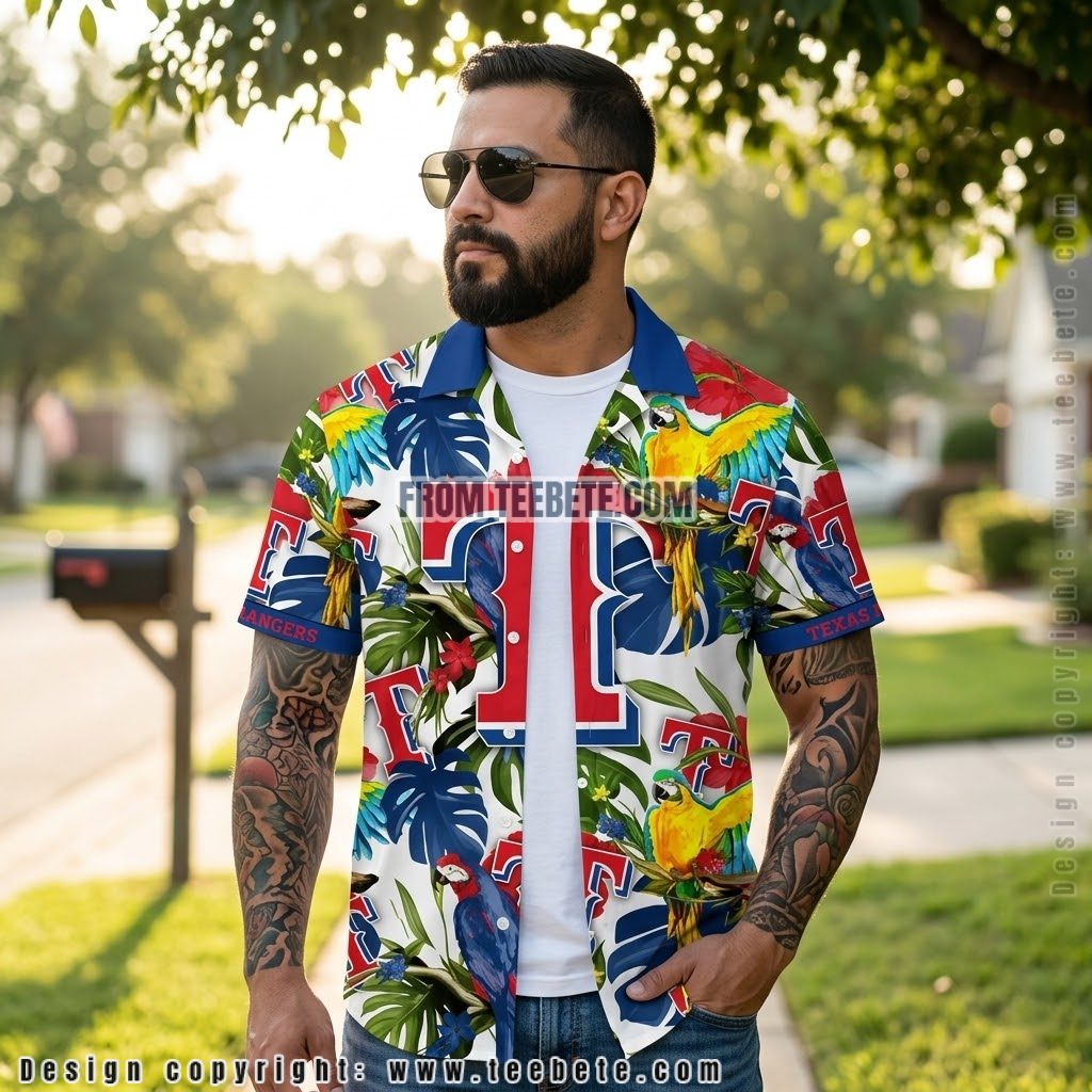 Texas Rangers Blue Lily White Tropical Shirt