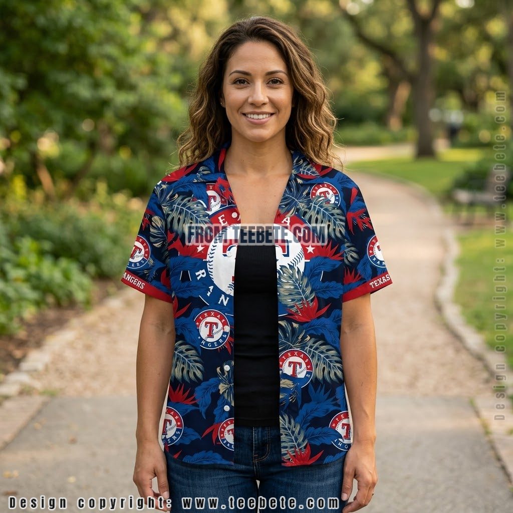 Texas Rangers Dark Monstera Hawaiian Shirt