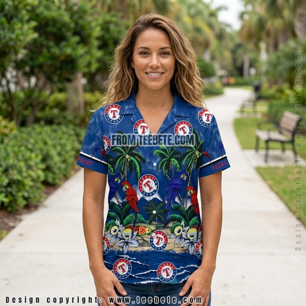 Texas Rangers Island Parrot Hawaiian Shirt