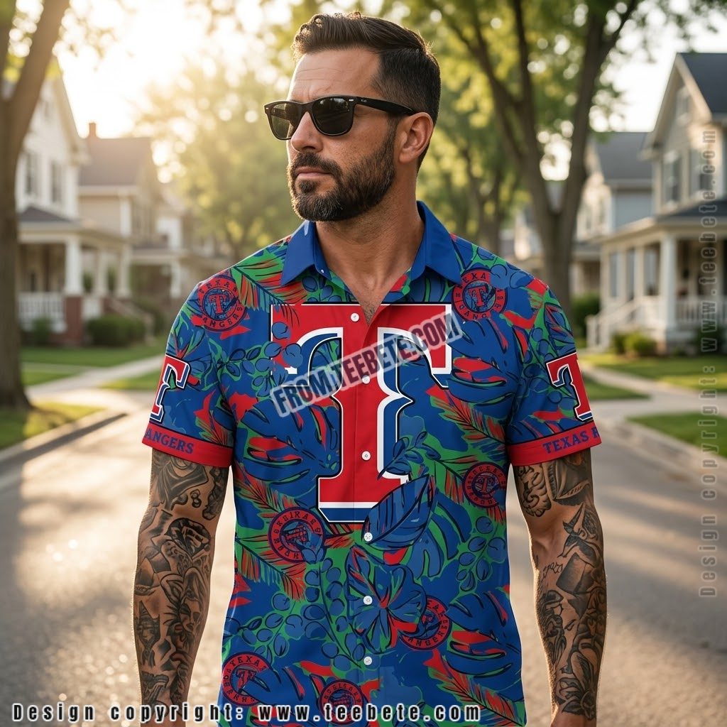 Texas Rangers Jungle Leaf Tropical Shirt