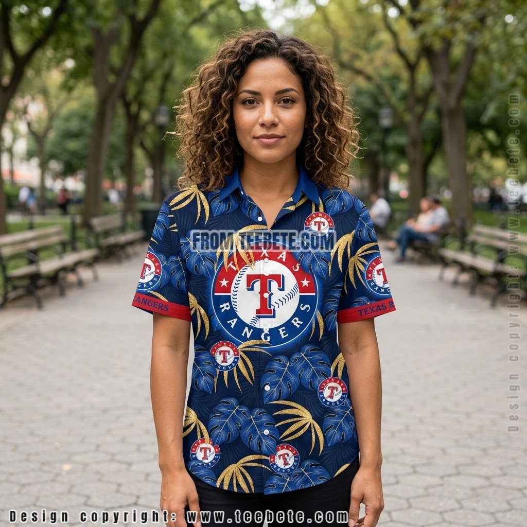 Texas Rangers Monstera Gold Aloha Shirt