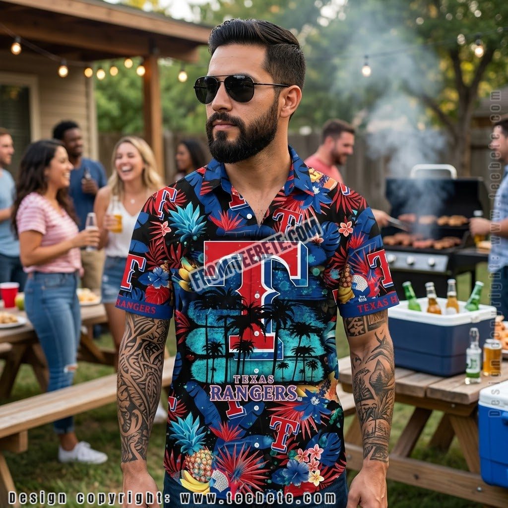 Texas Rangers Summer Tropical Fruit Hawaiian Shirt