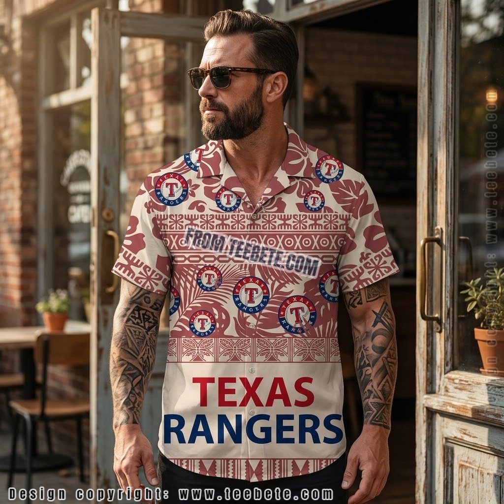 Texas Rangers Tribal Beige Aloha Shirt