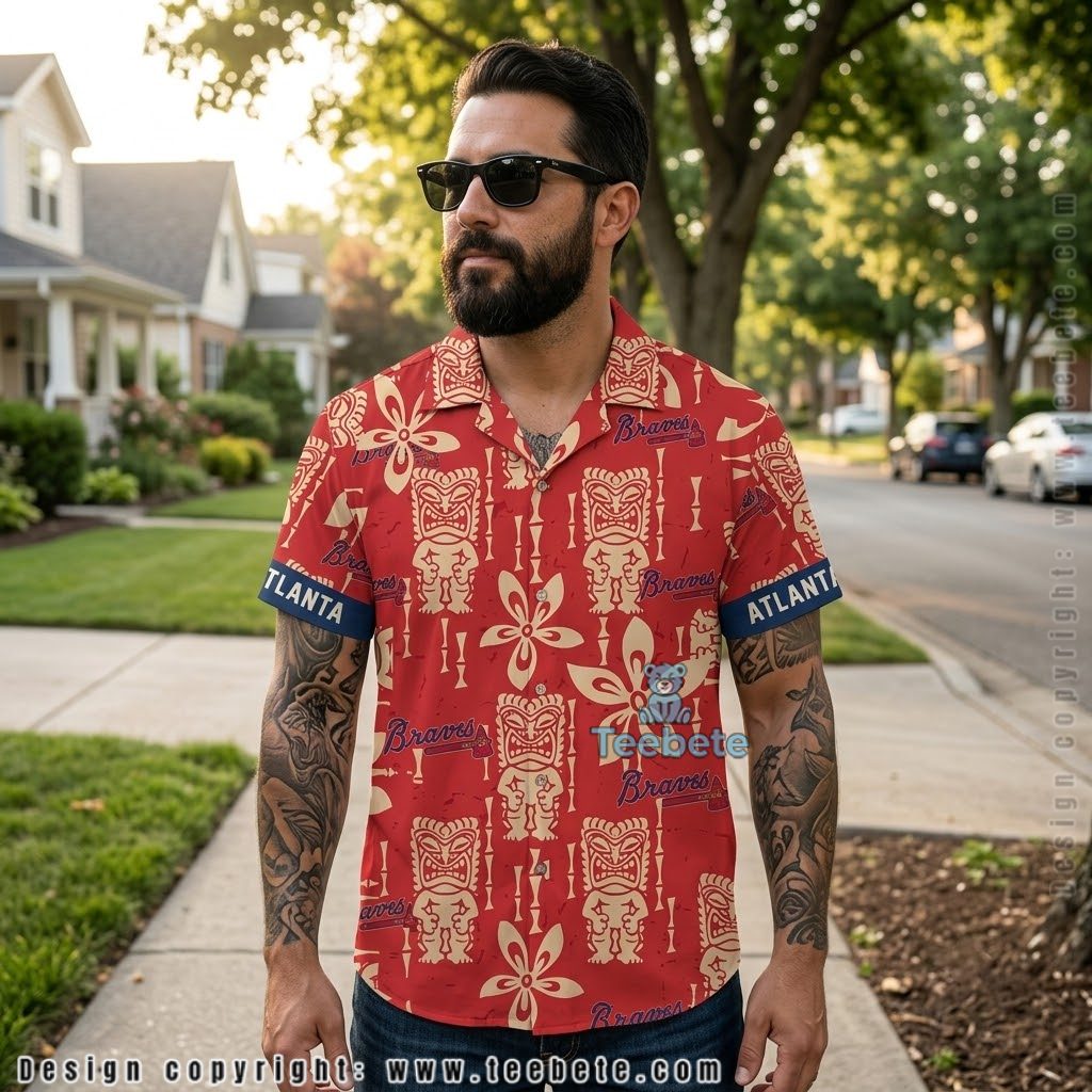 Tiki Red Atlanta Braves Aloha Shirt