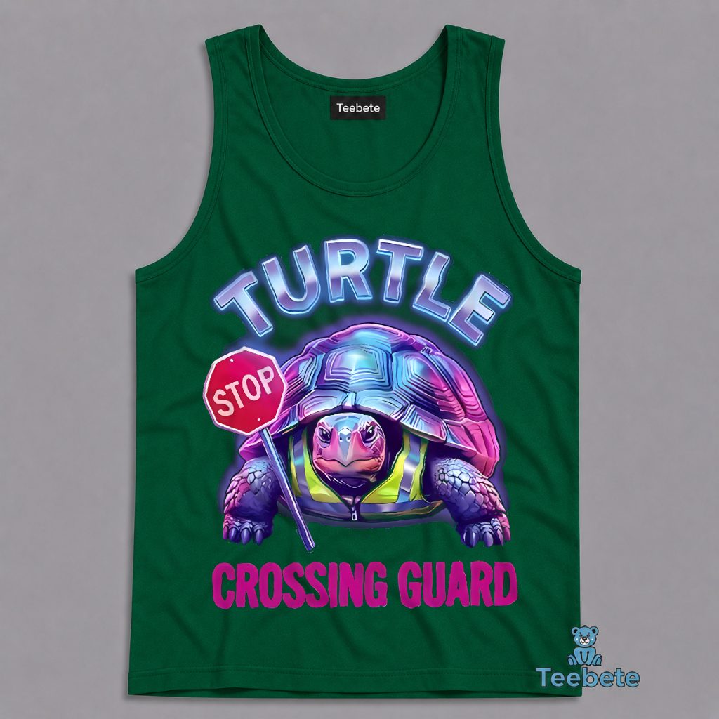 Turtle Crossing Guard Funny Neon Stop Sign Humor Tanktop Turtle Crossing Guard Funny Neon Stop Sign Humor Tanktop