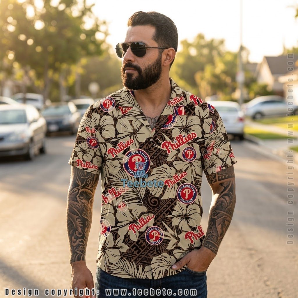 Vintage Beige Philadelphia Phillies Tropical Shirt