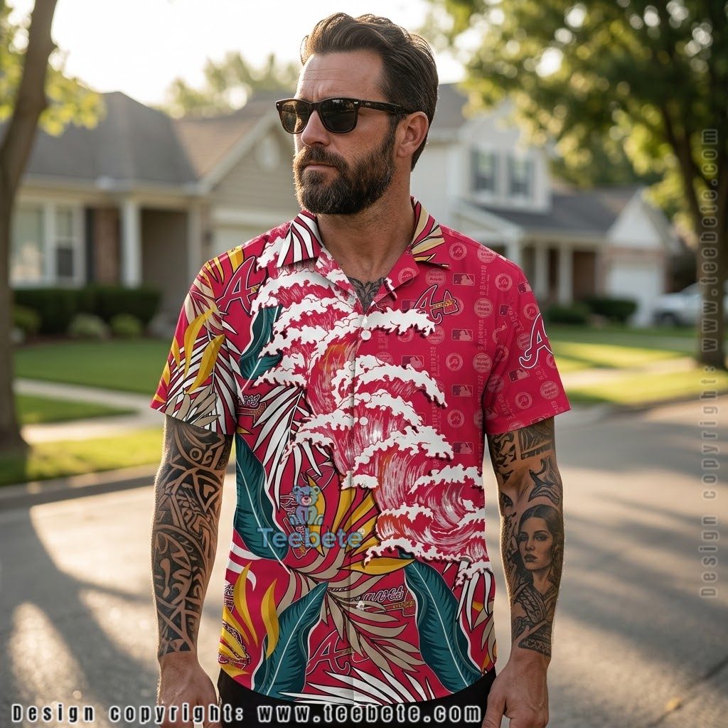 Wave Atlanta Braves Custom Name Hawaiian Shirt