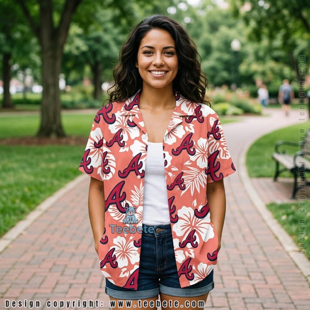 White Hibiscus Atlanta Braves Aloha Shirt